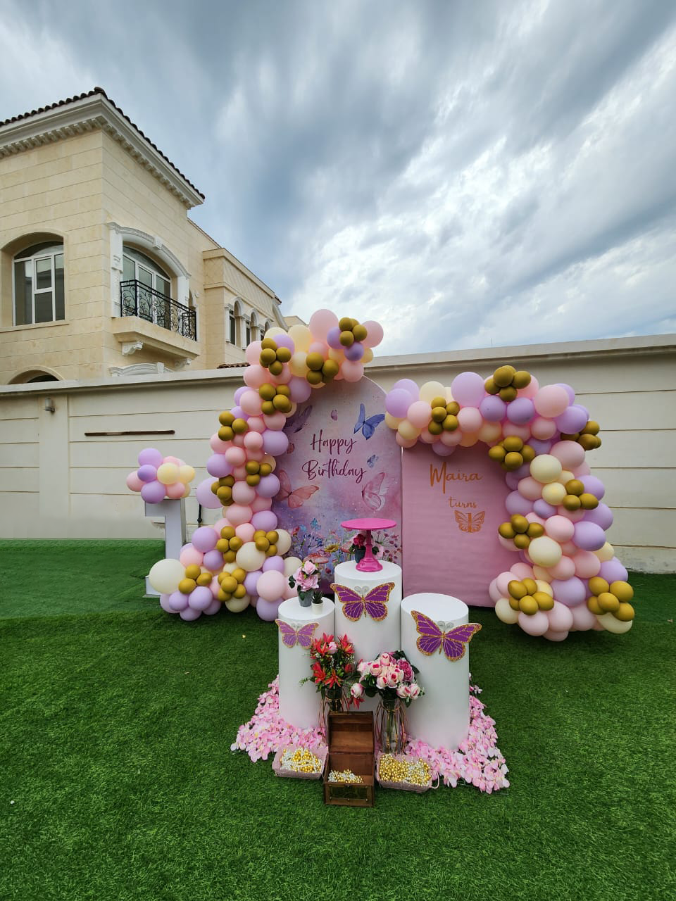 Butterfly theme cake table decoration in Dubai